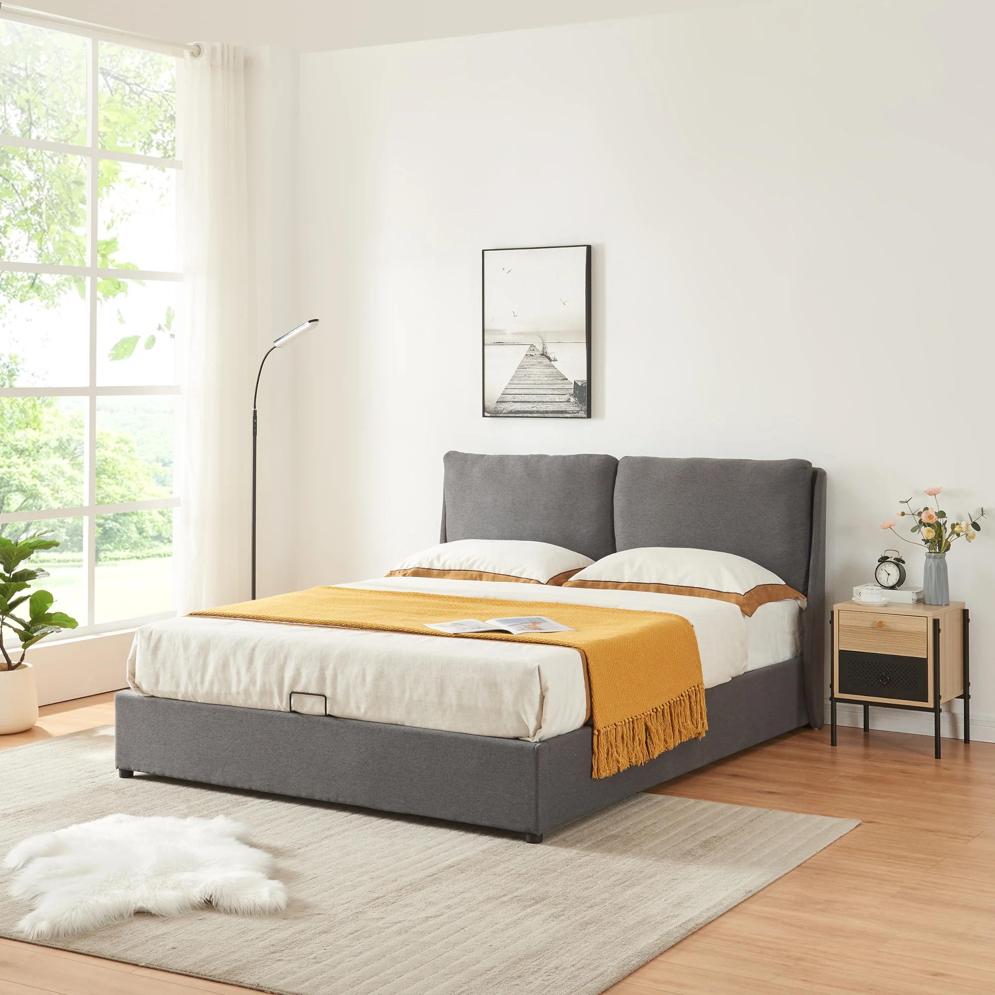 Tweepersoonsbed Lunner met bedbodem donkergrijs [en.casa] - Image 4