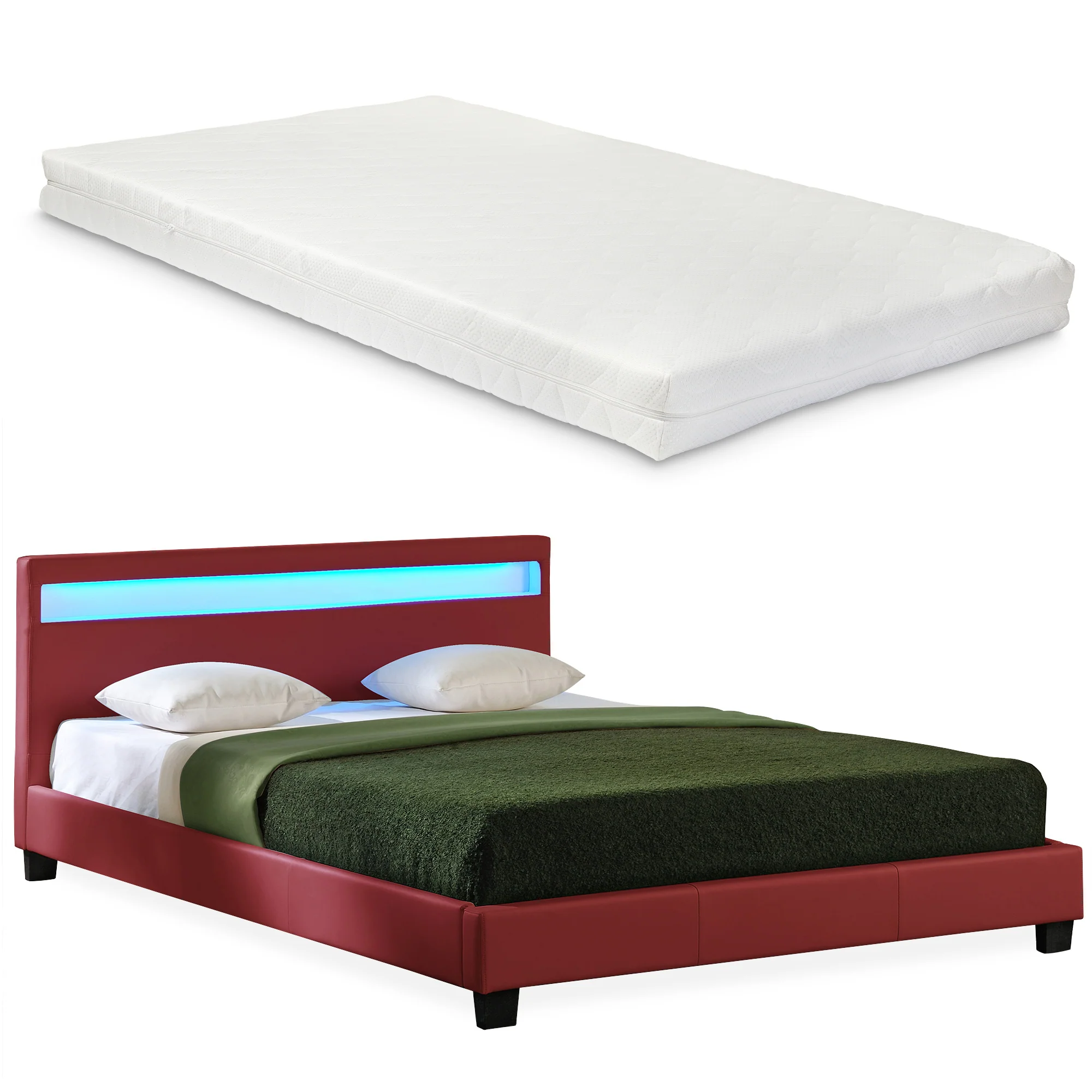 Bed Parijs kunstleer met matras LED-verlichting en bedbodem - 18 varianten - Image 11