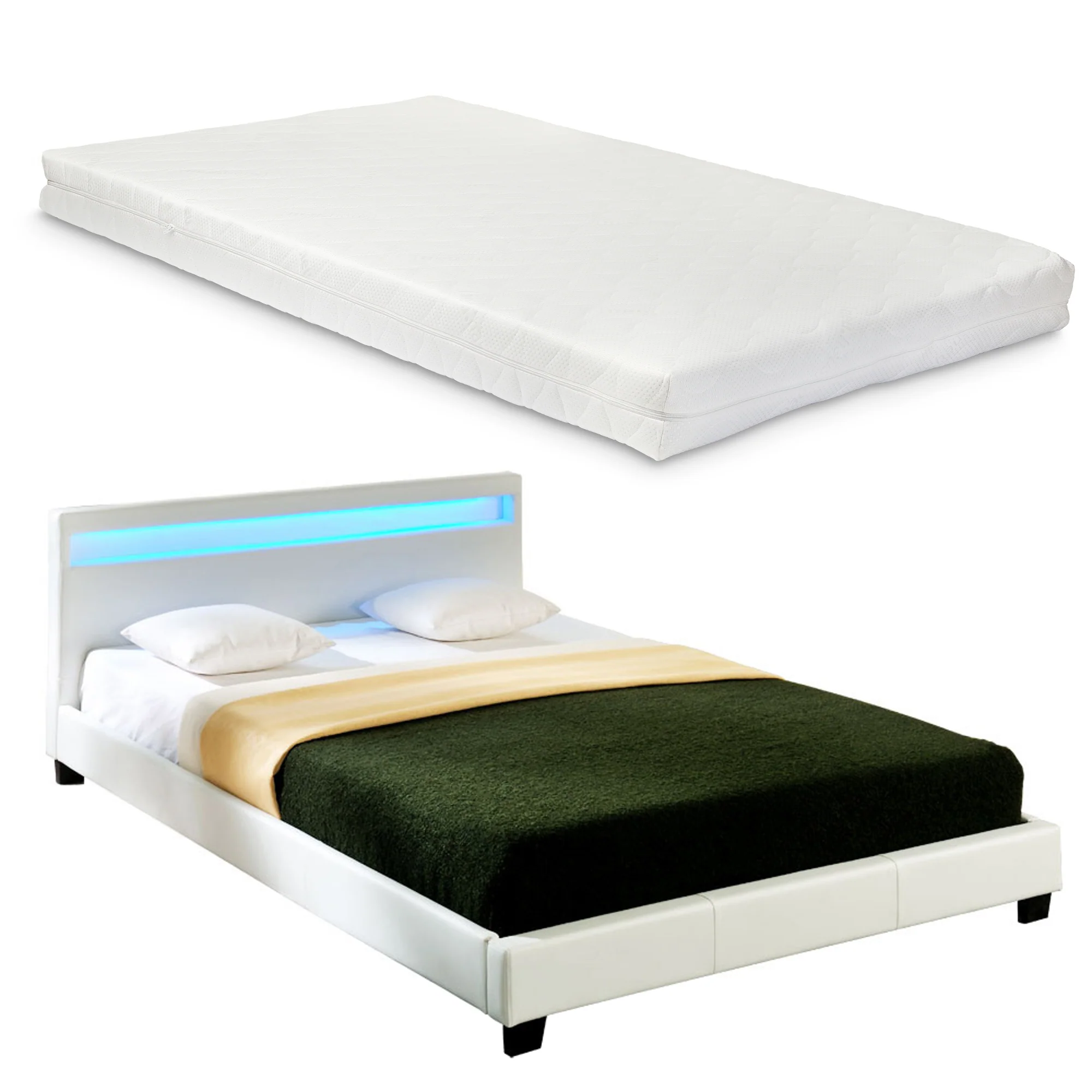 Bed Parijs kunstleer met matras LED-verlichting en bedbodem - 18 varianten - Image 13