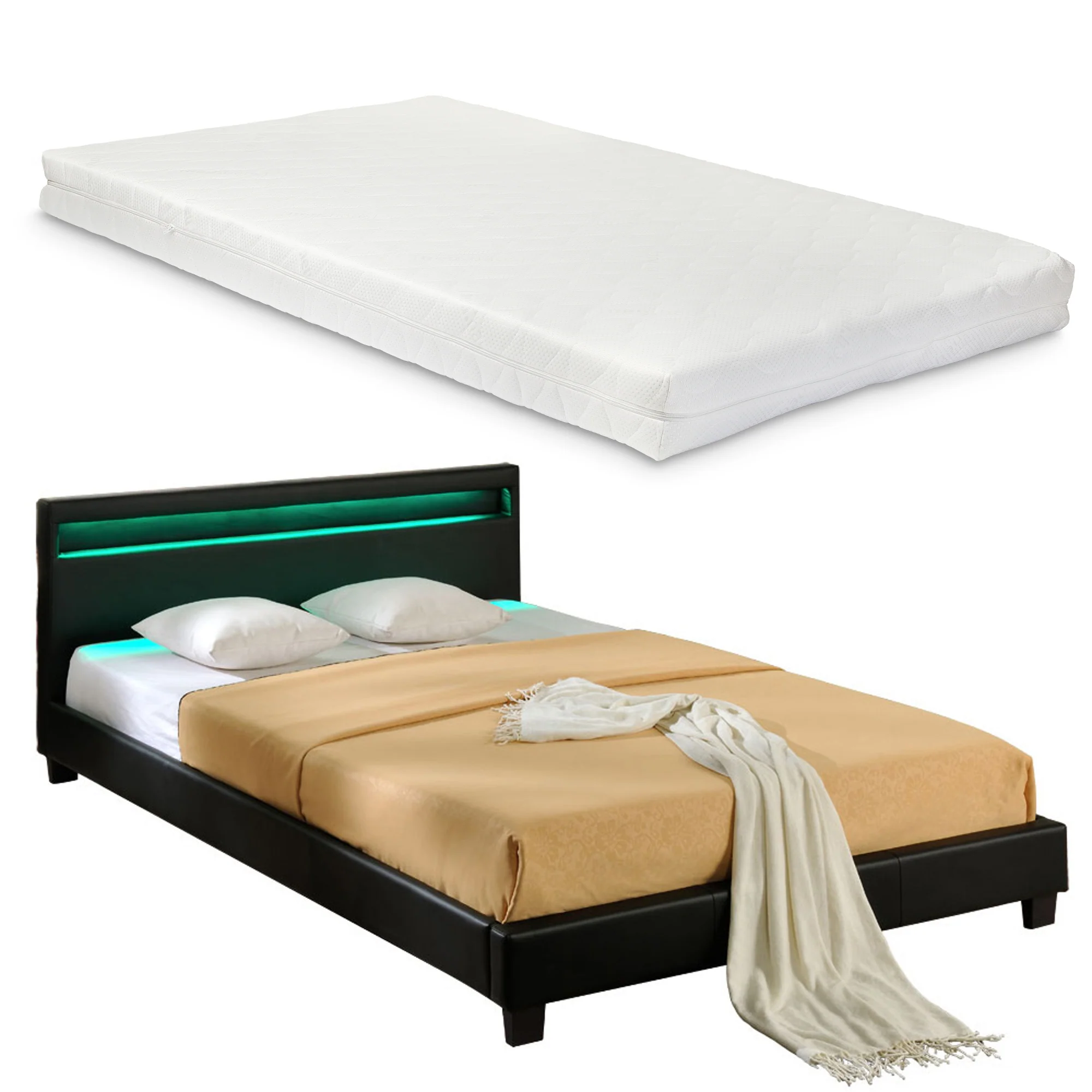 Bed Parijs kunstleer met matras LED-verlichting en bedbodem - 18 varianten - Image 18