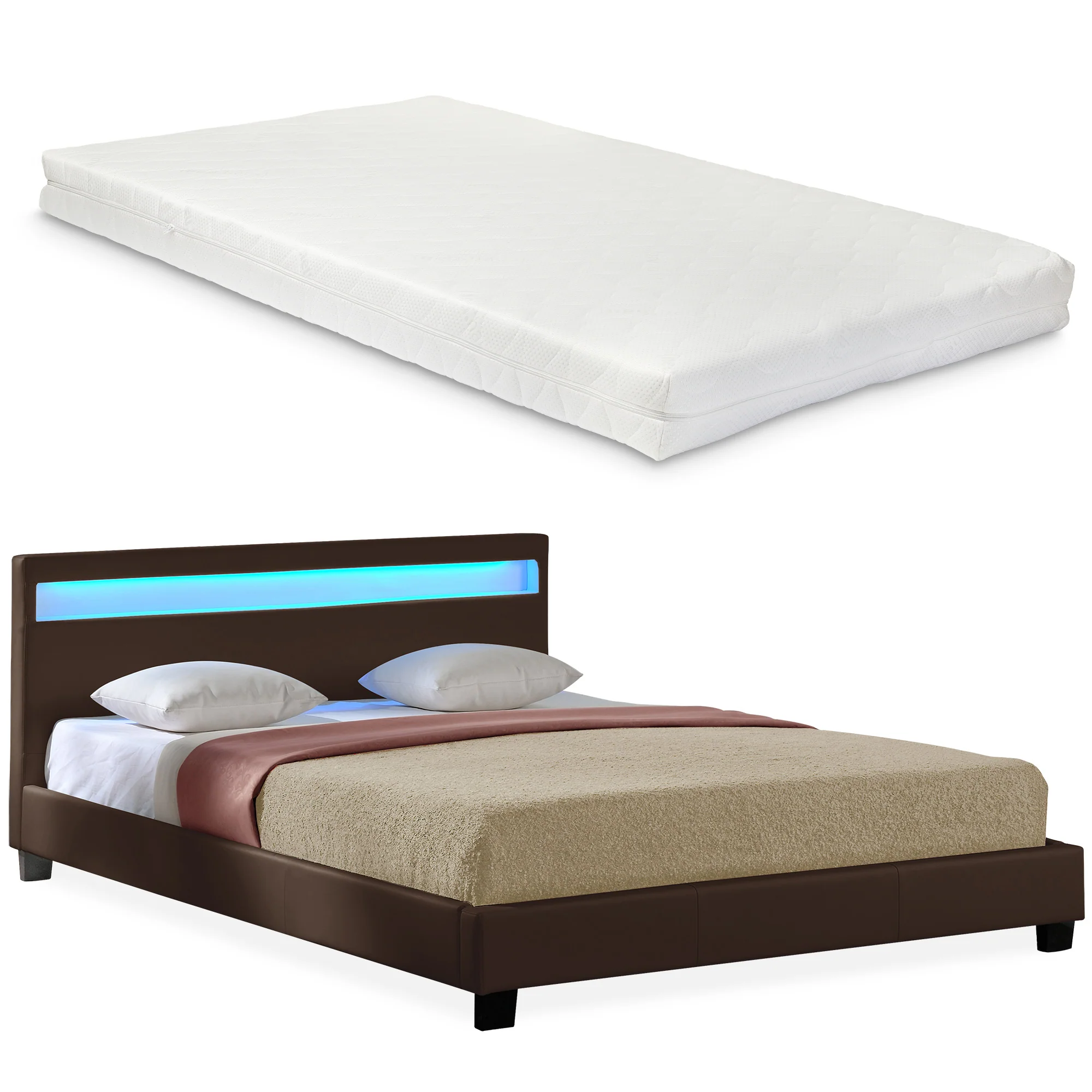 Bed Parijs kunstleer met matras LED-verlichting en bedbodem - 18 varianten - Image 2