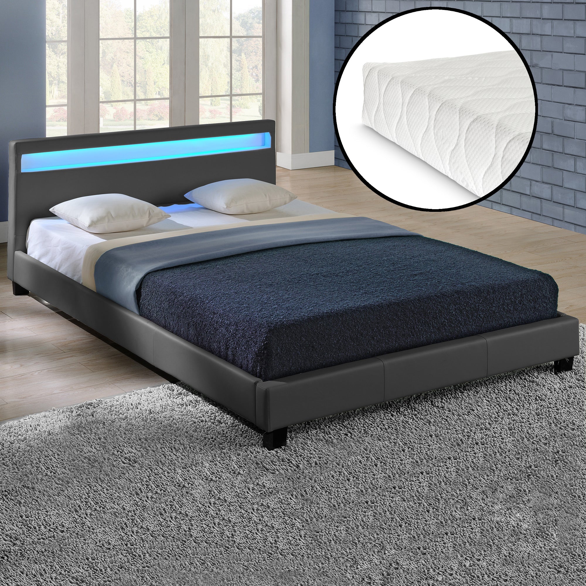 Bed Parijs kunstleer met matras LED-verlichting en bedbodem - 18 varianten - Image 23