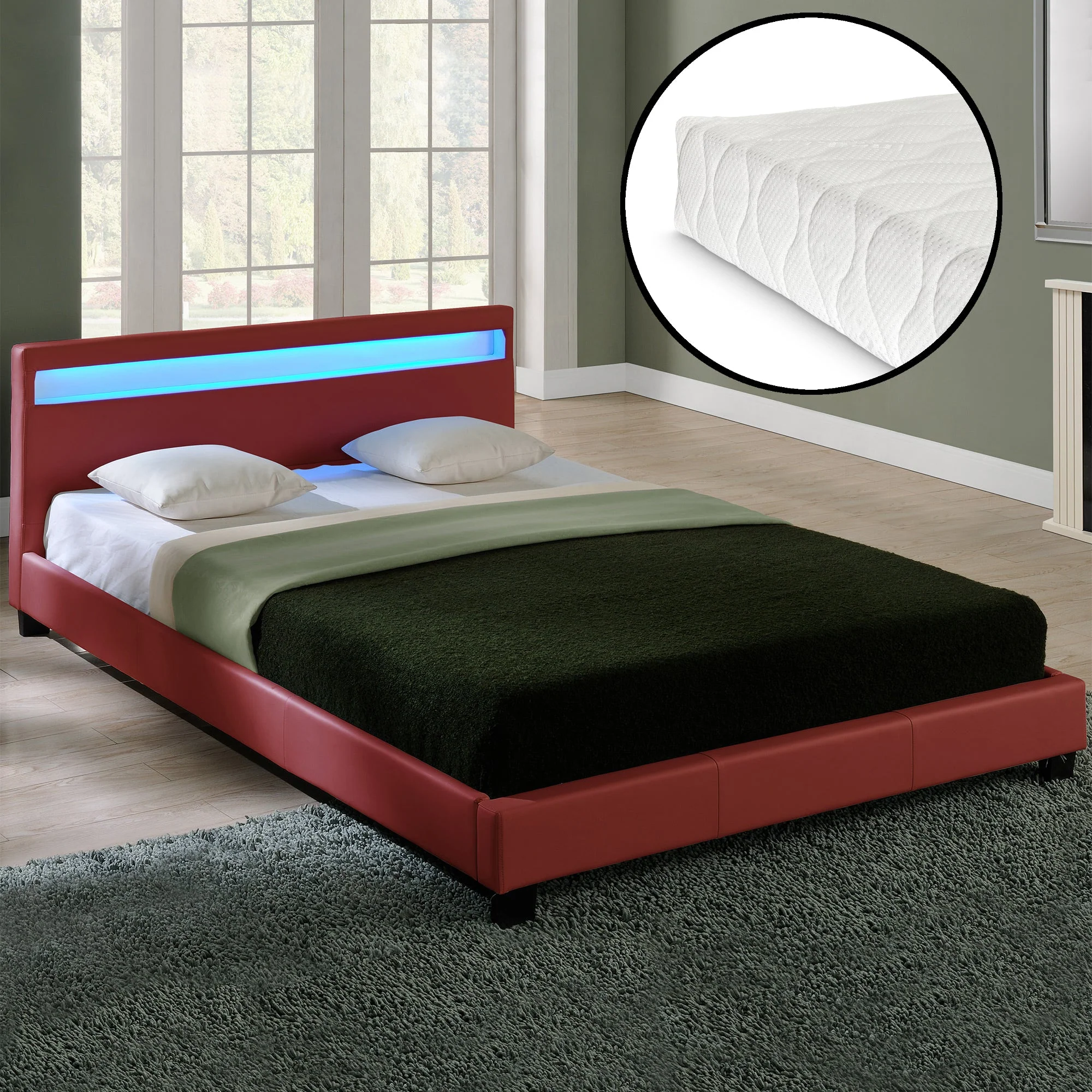 Bed Parijs kunstleer met matras LED-verlichting en bedbodem - 18 varianten - Image 27