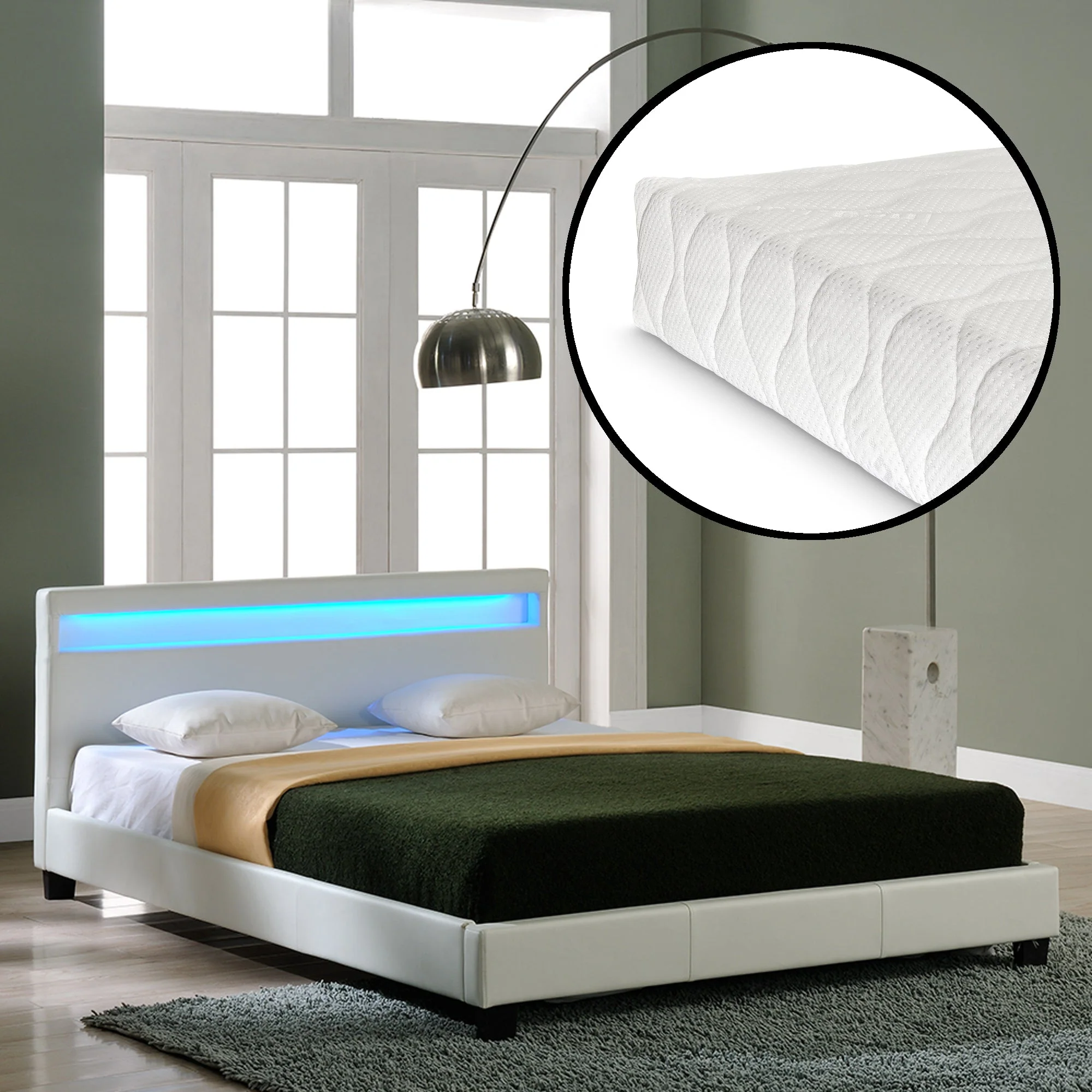 Bed Parijs kunstleer met matras LED-verlichting en bedbodem - 18 varianten - Image 29