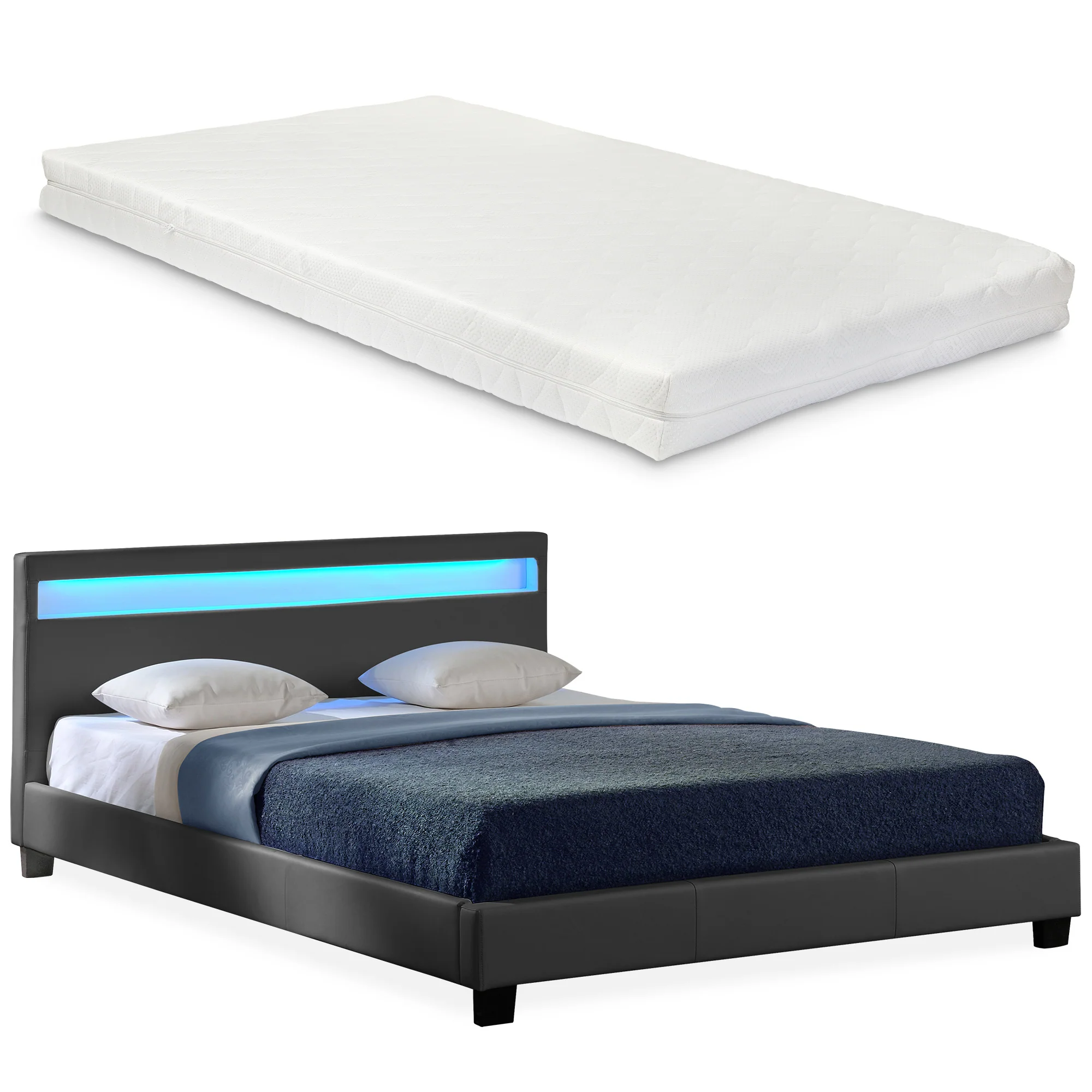 Bed Parijs kunstleer met matras LED-verlichting en bedbodem - 18 varianten - Image 7