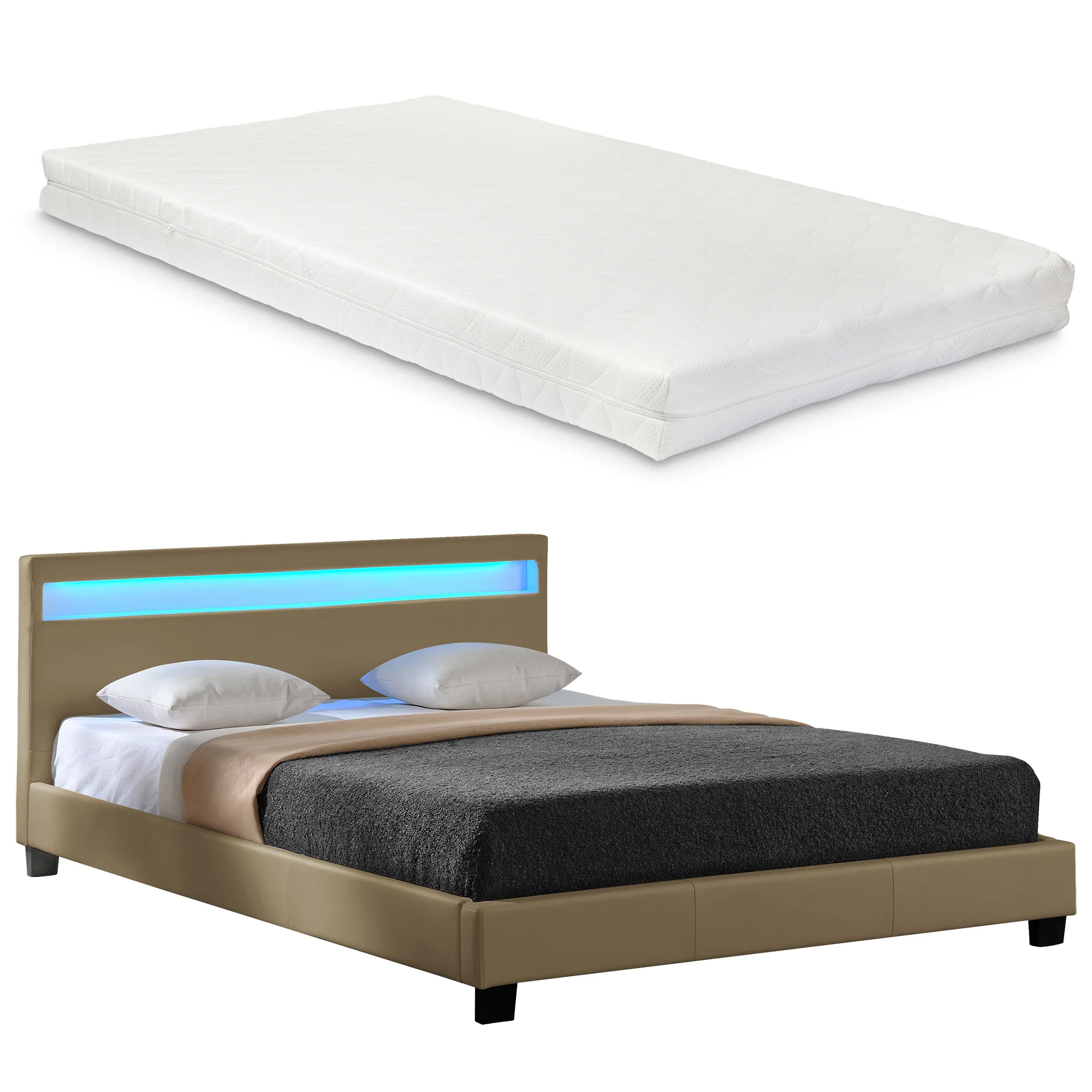 Bed Parijs kunstleer met matras LED-verlichting en bedbodem - 18 varianten - Image 9