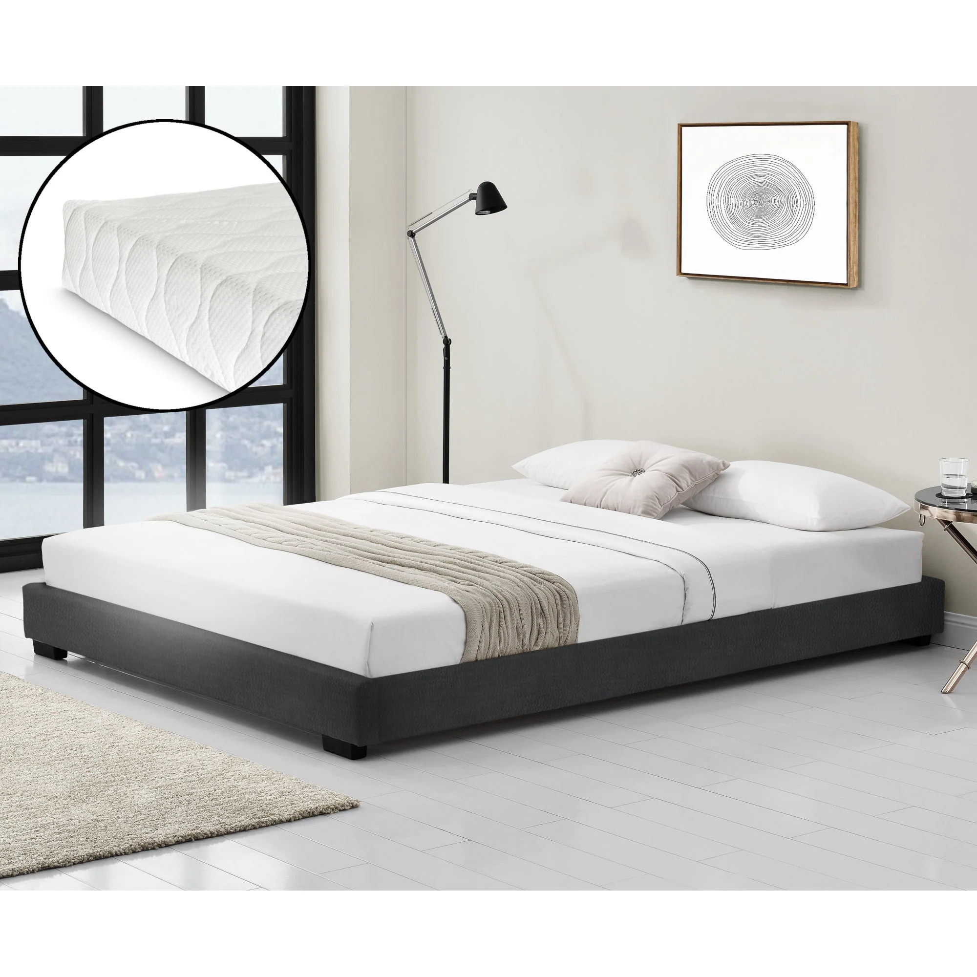 Modern bedframe kunstleer met matras - verschillende maten en kleuren - Image 17