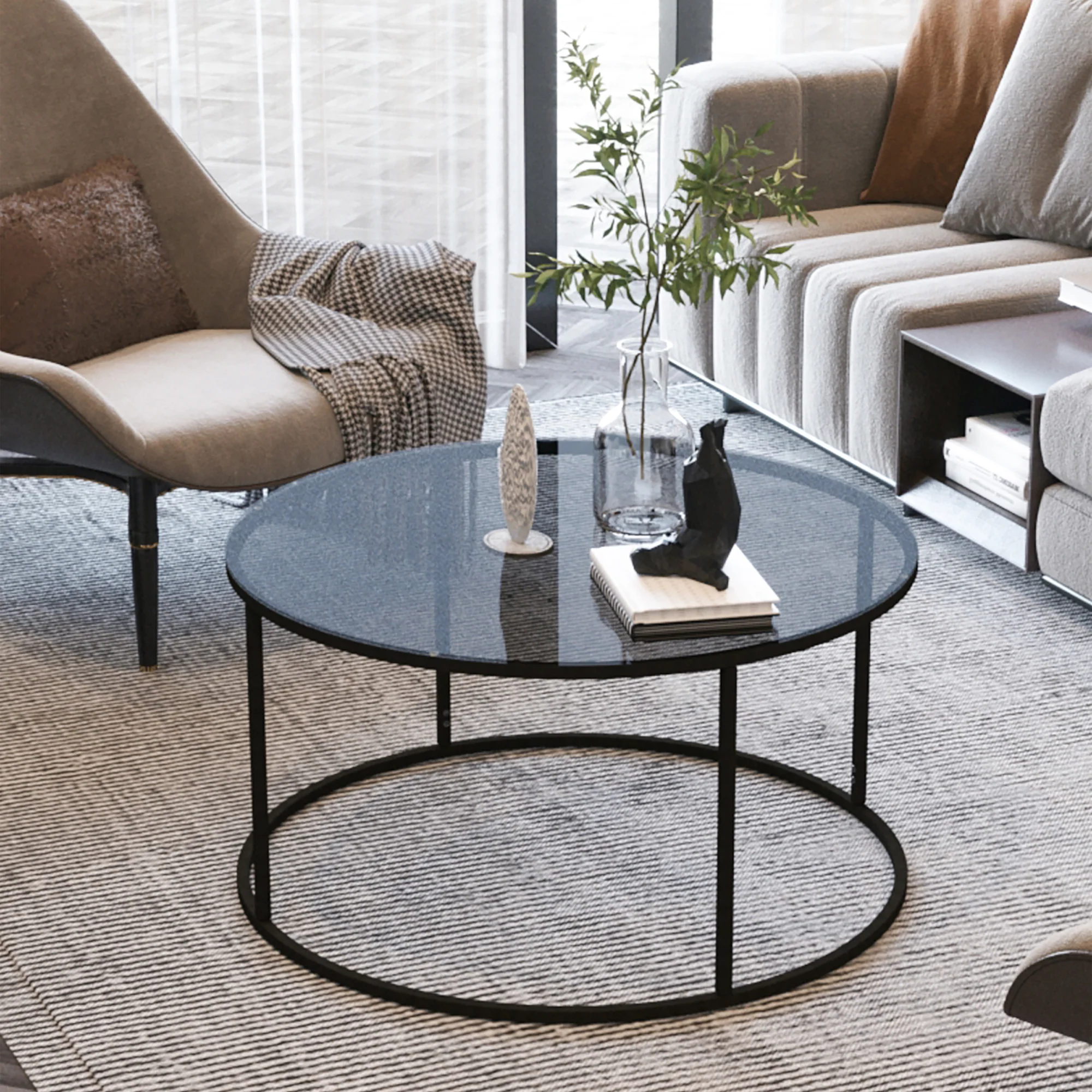 [en.casa] Salontafel Kolari 45x80 cm zwart en transparant - 2 varianten - Image 2