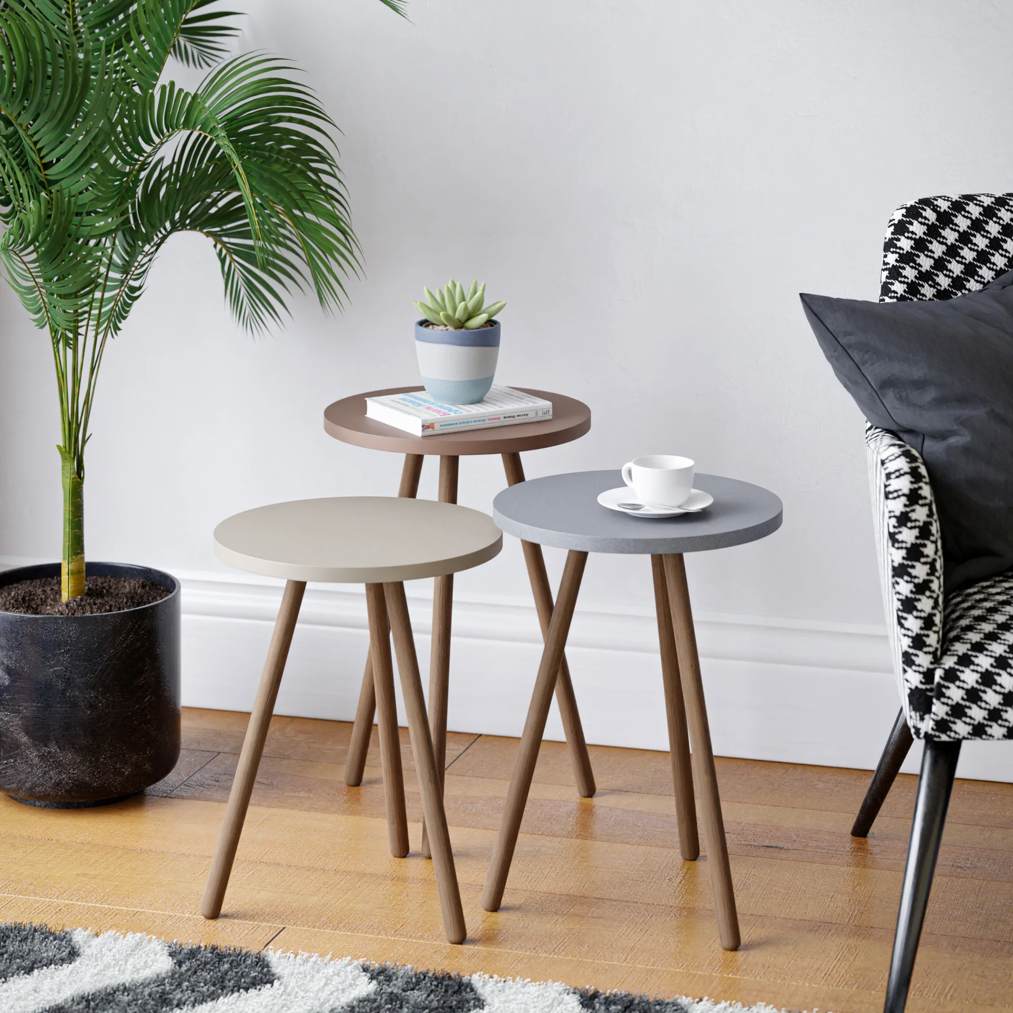 [en.casa] Bijzettafel set van 3 Hjørring rond meerkleurig - 7 varianten - Image 6