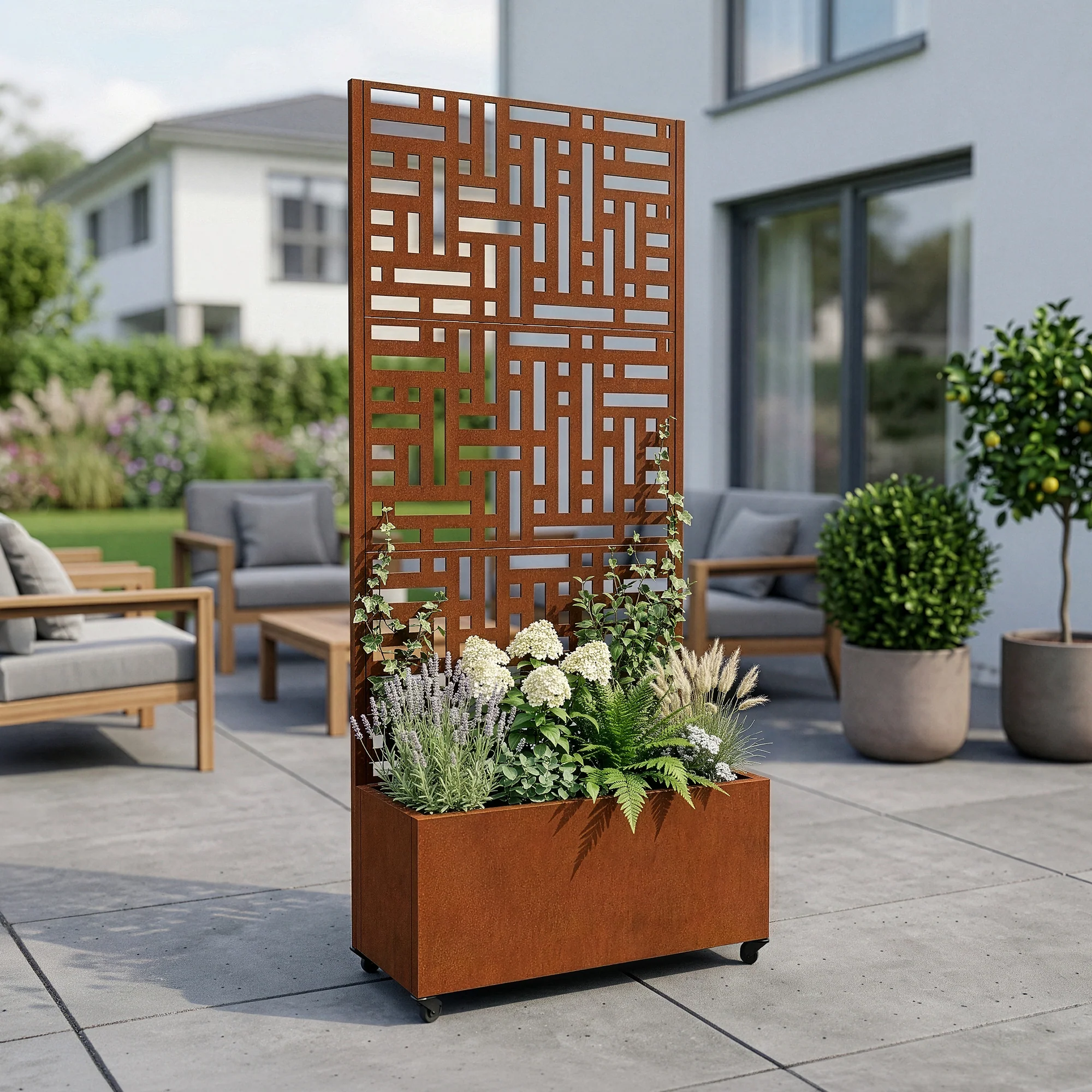 Tuinscherm Bernalda met plantenbak op wielen casa.pro - Image 8