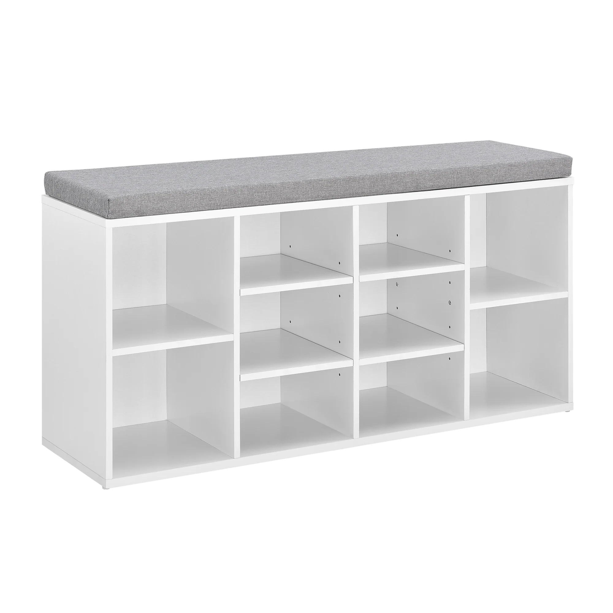 Schoenenkast 103x30x48 cm met zitkussen donkergrijs en wit