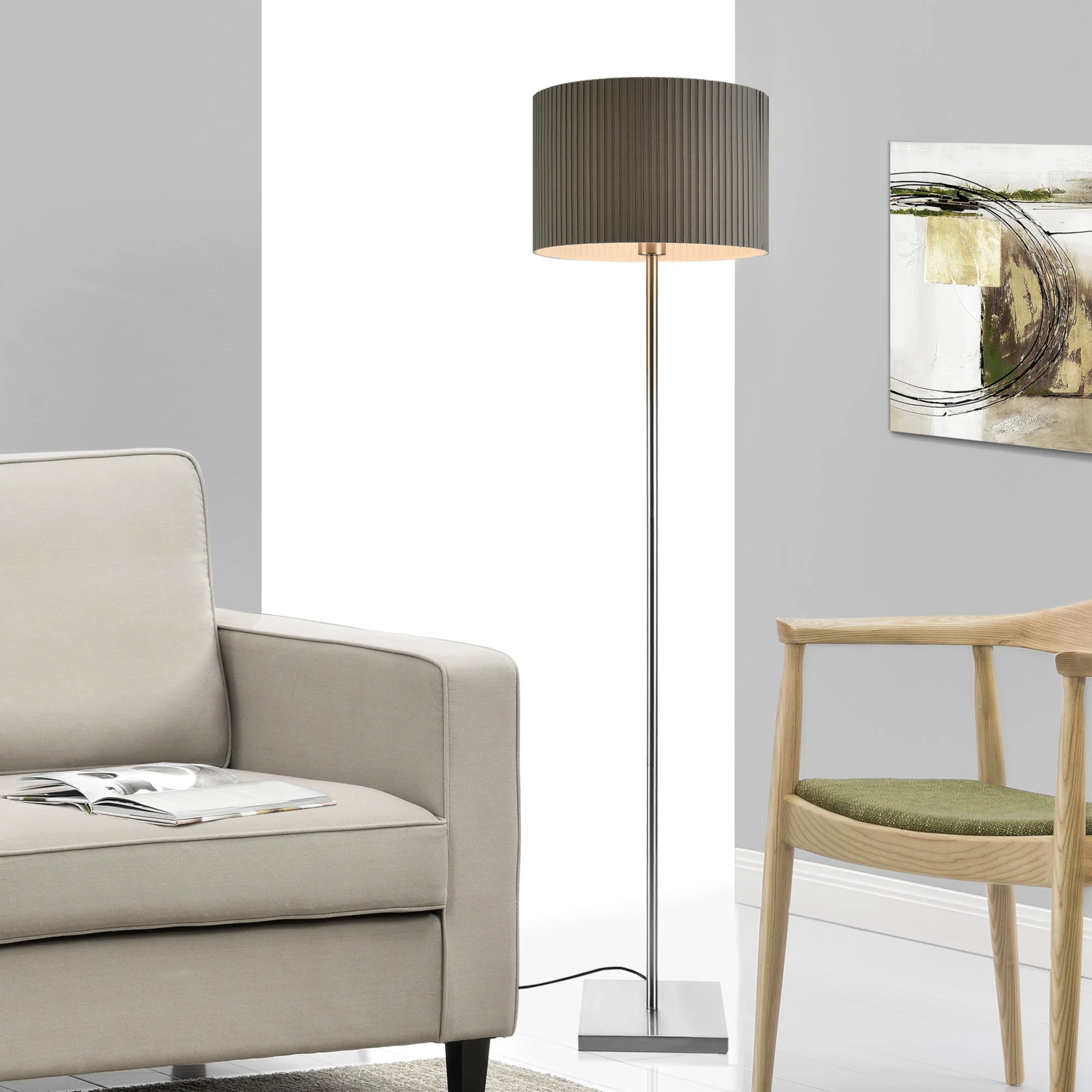 Vloerlamp staande lamp Coimbra 151xØ38 cm E27 grijs - Image 2