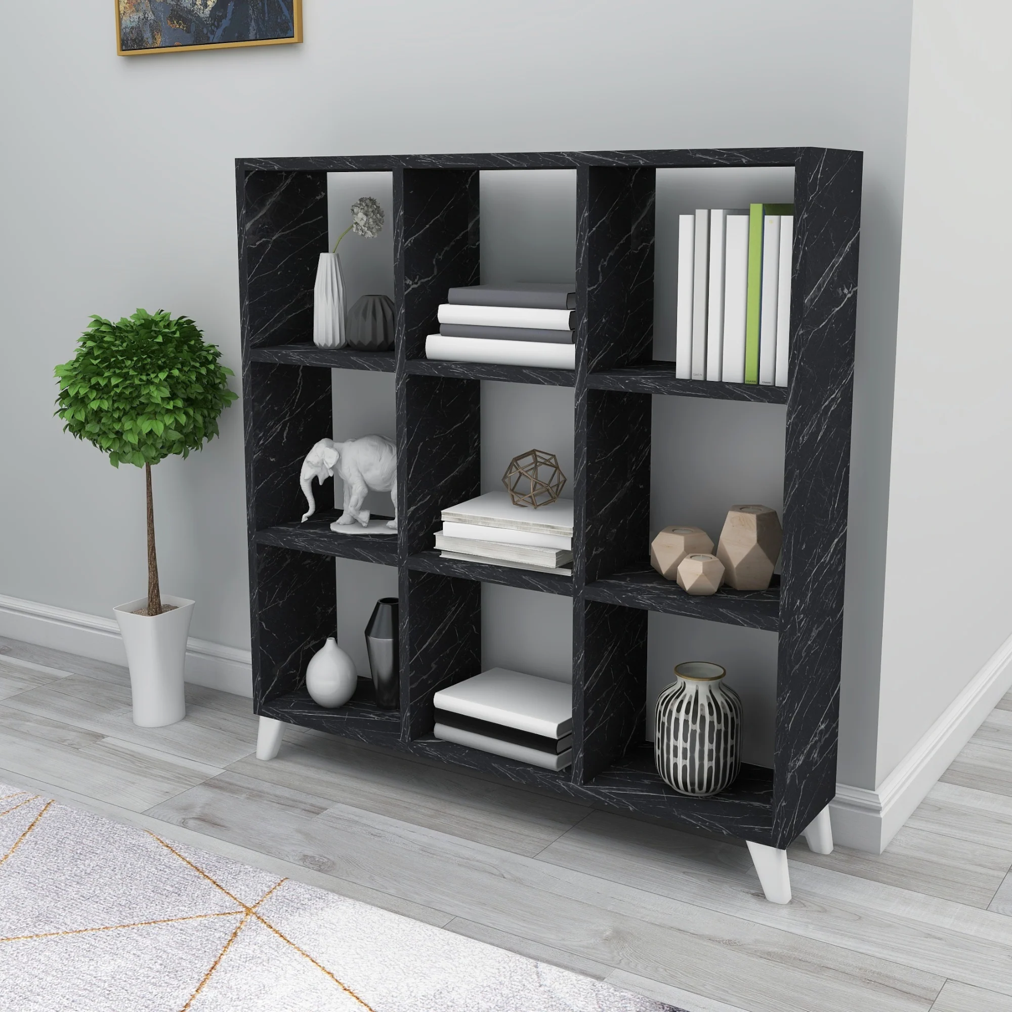 [en.casa] Boekenkast Svedala schap 100x88x20 cm - 4 varianten - Image 3