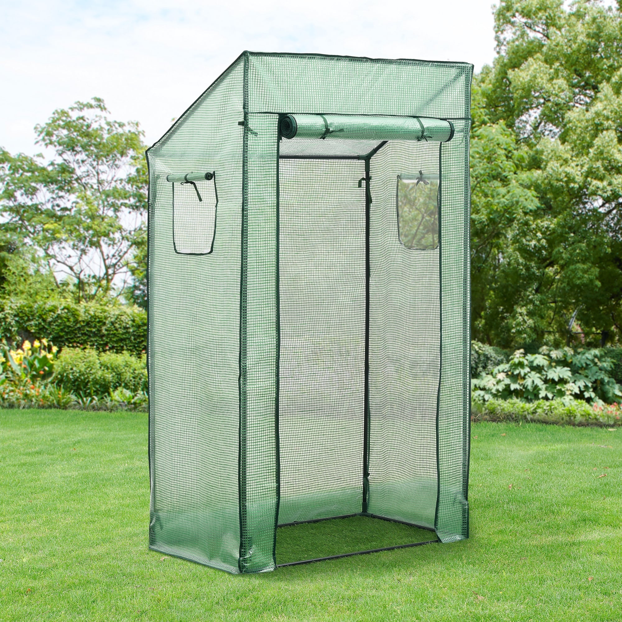 [en.casa] Tuinkas Marzano kweekkas 100x60x143-174 cm groen - Image 2