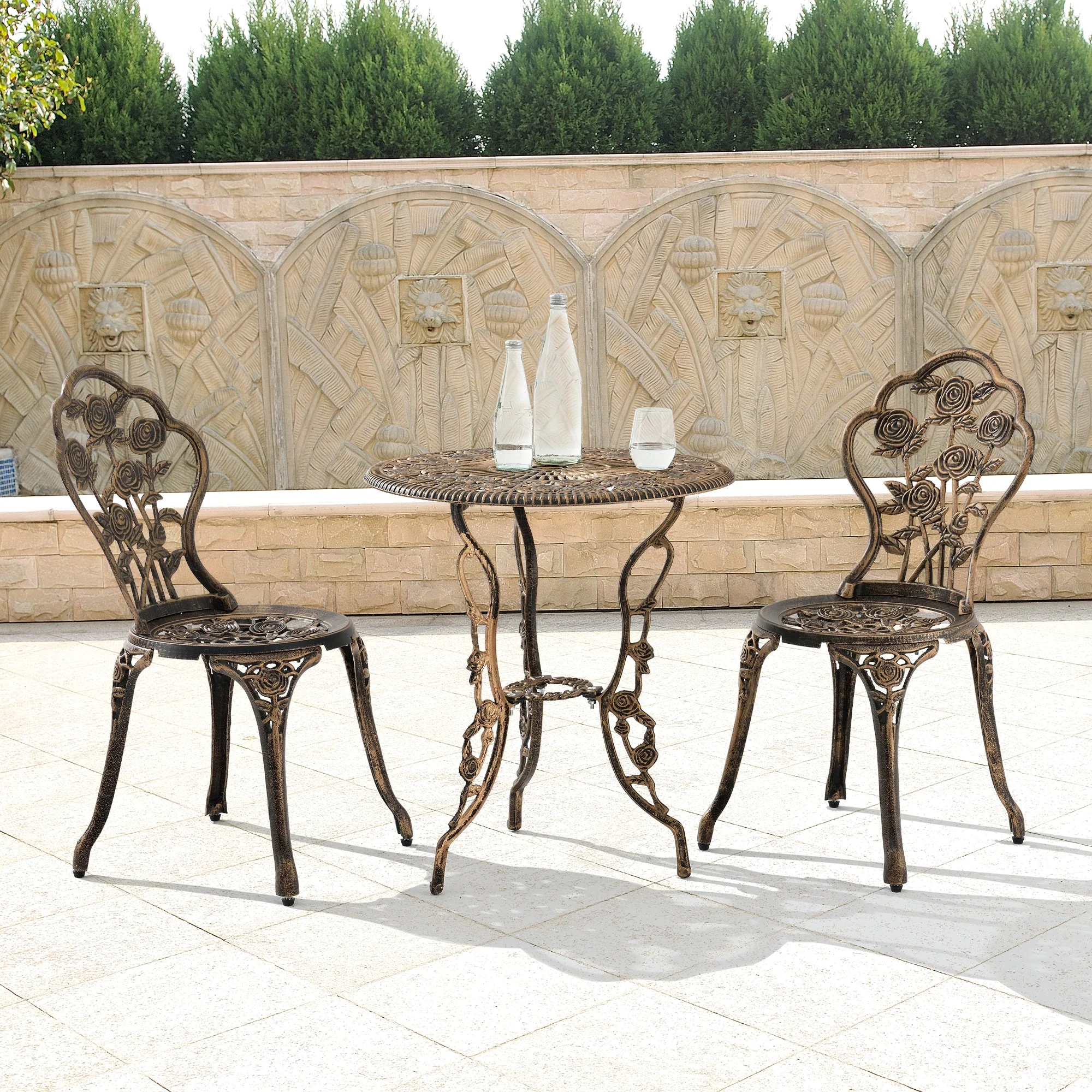 Bistroset balkonset gietijzer tuintafel met twee tuinstoelen - 3 varianten - Image 7