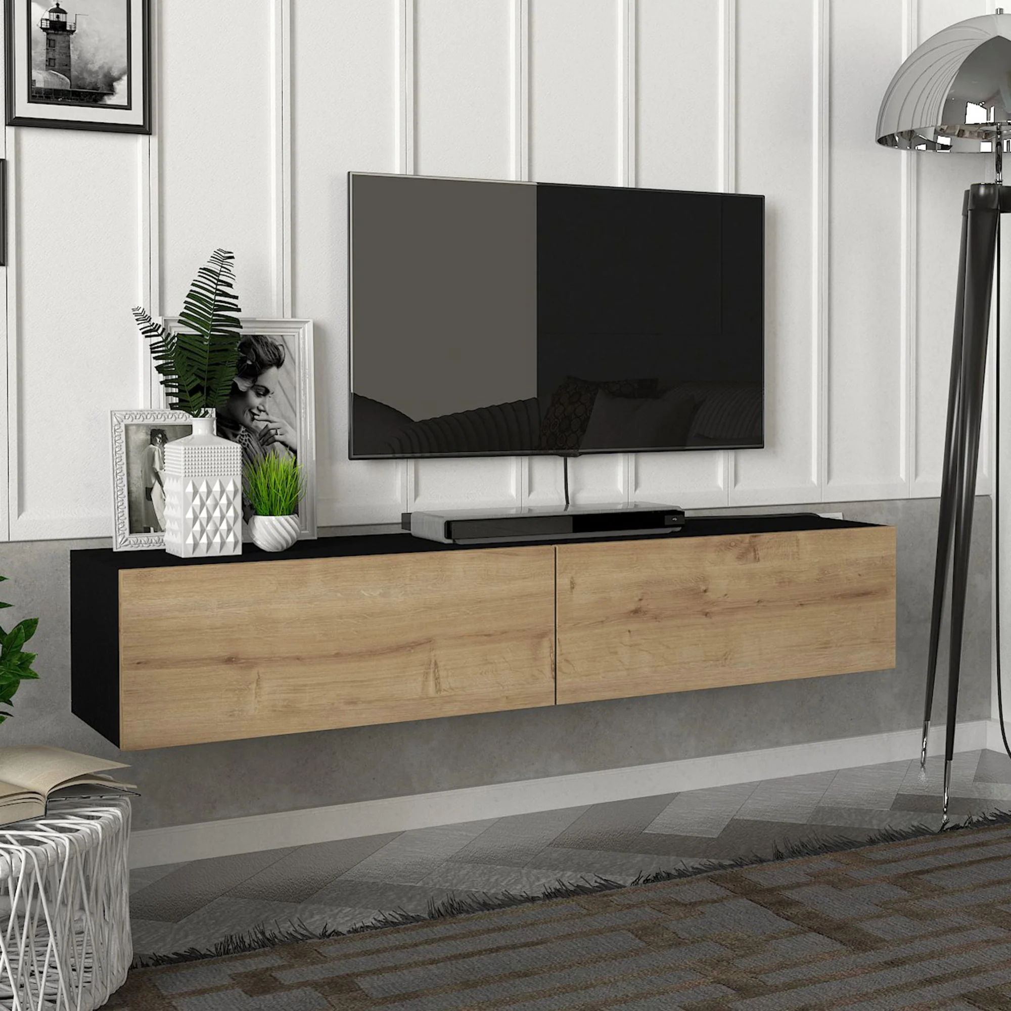 [en.casa] Tv-meubel Toivakka zwevend 135x31x25 cm - 7 varianten - Image 2