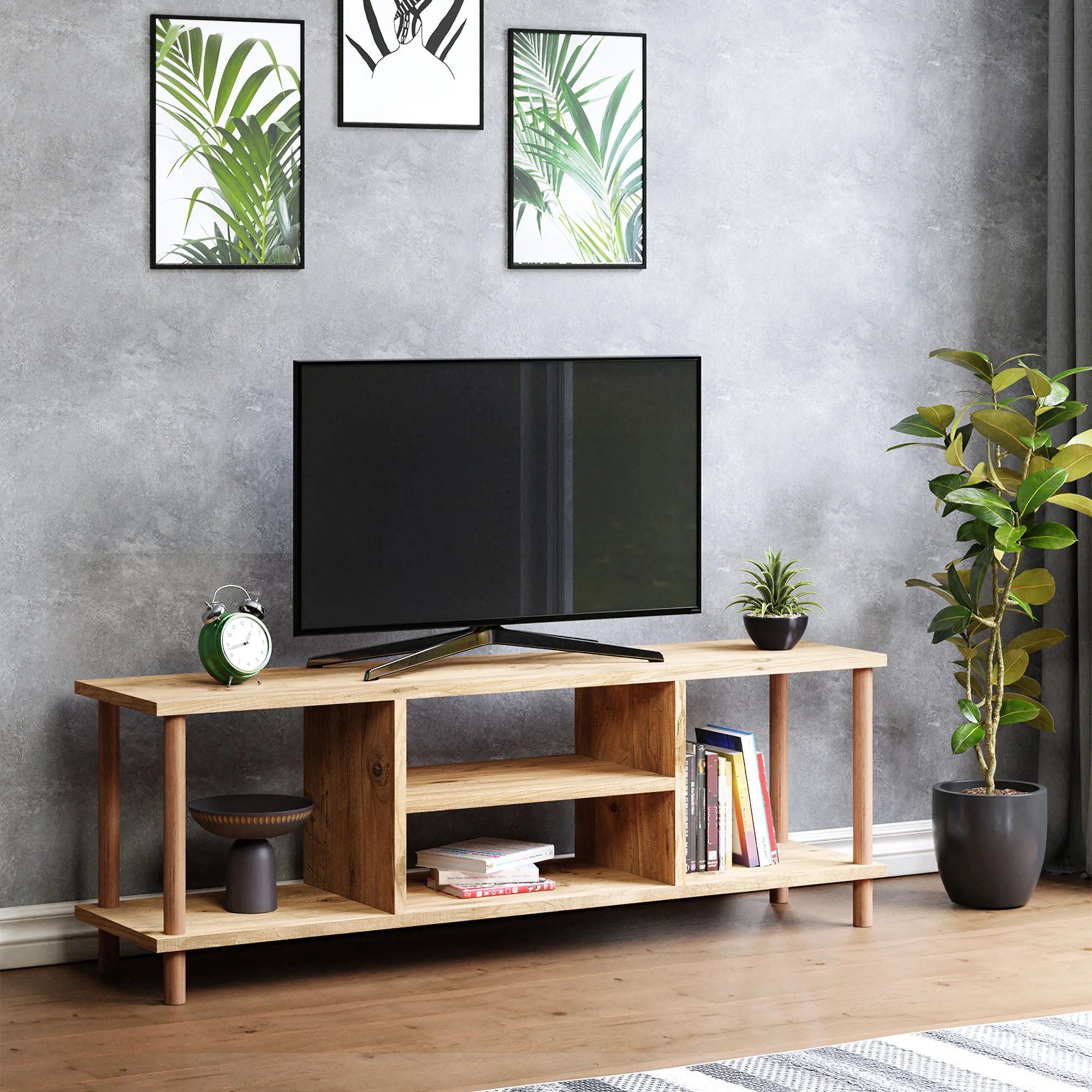 [en.casa] TV meubel Ærøskøbing 120x29x43 cm wit - 4 varianten - Image 4