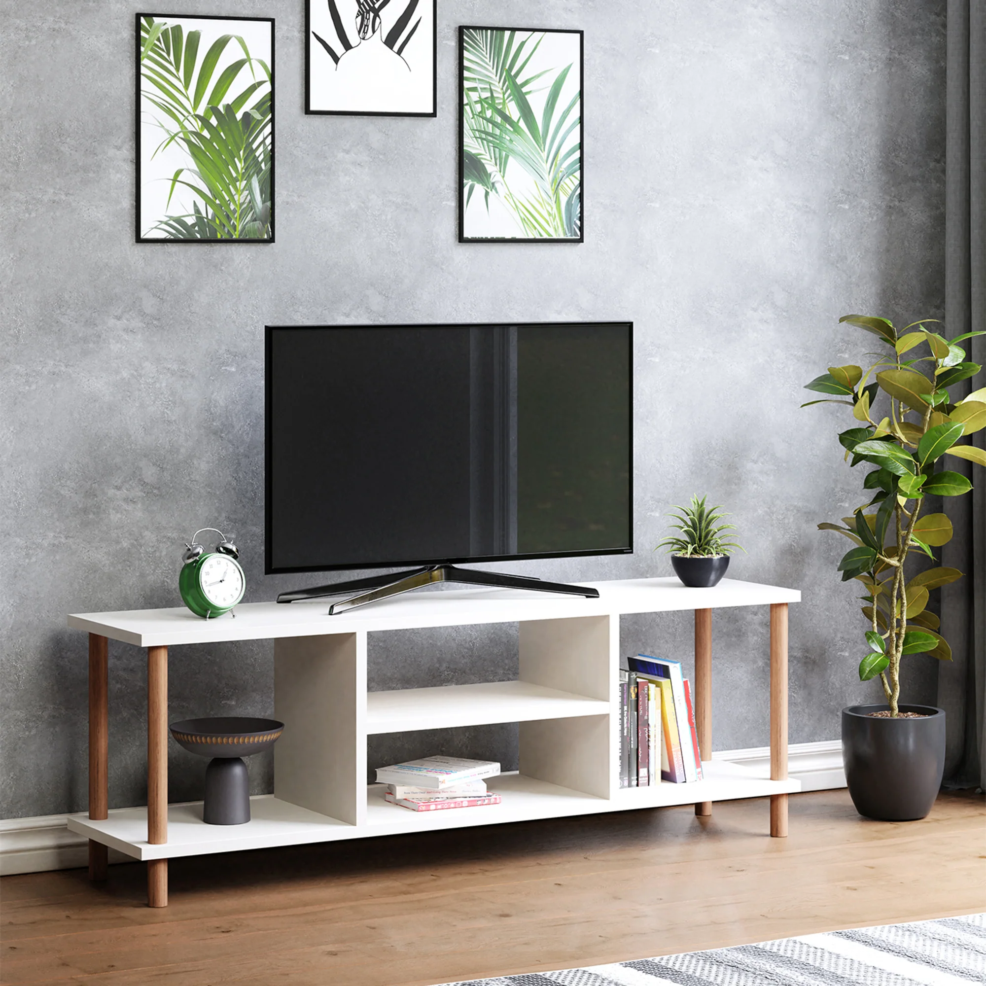 [en.casa] TV meubel Ærøskøbing 120x29x43 cm wit - 4 varianten - Image 5