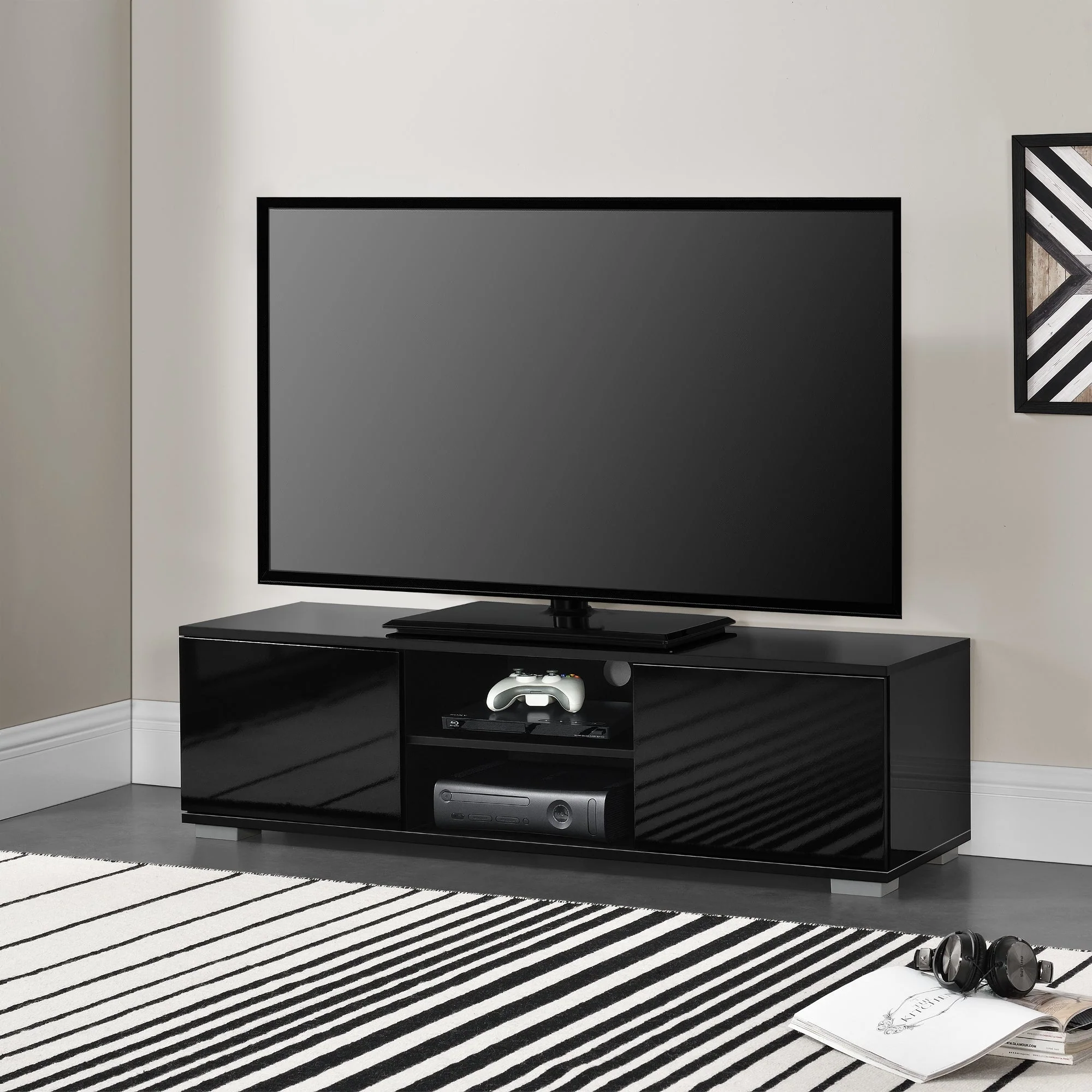 TV meubel Seattle tv kast MDF 34,5x120x40 cm hoogglans - 2 kleuren - Image 4