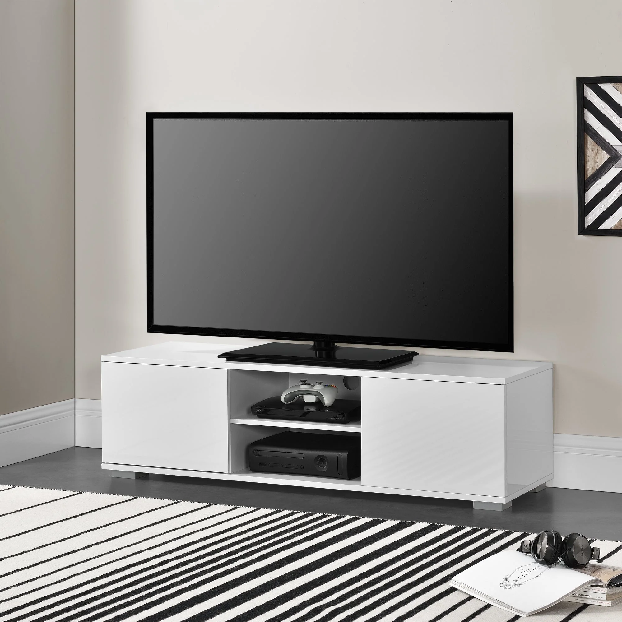 TV meubel Seattle tv kast MDF 34,5x120x40 cm hoogglans - 2 kleuren - Image 5