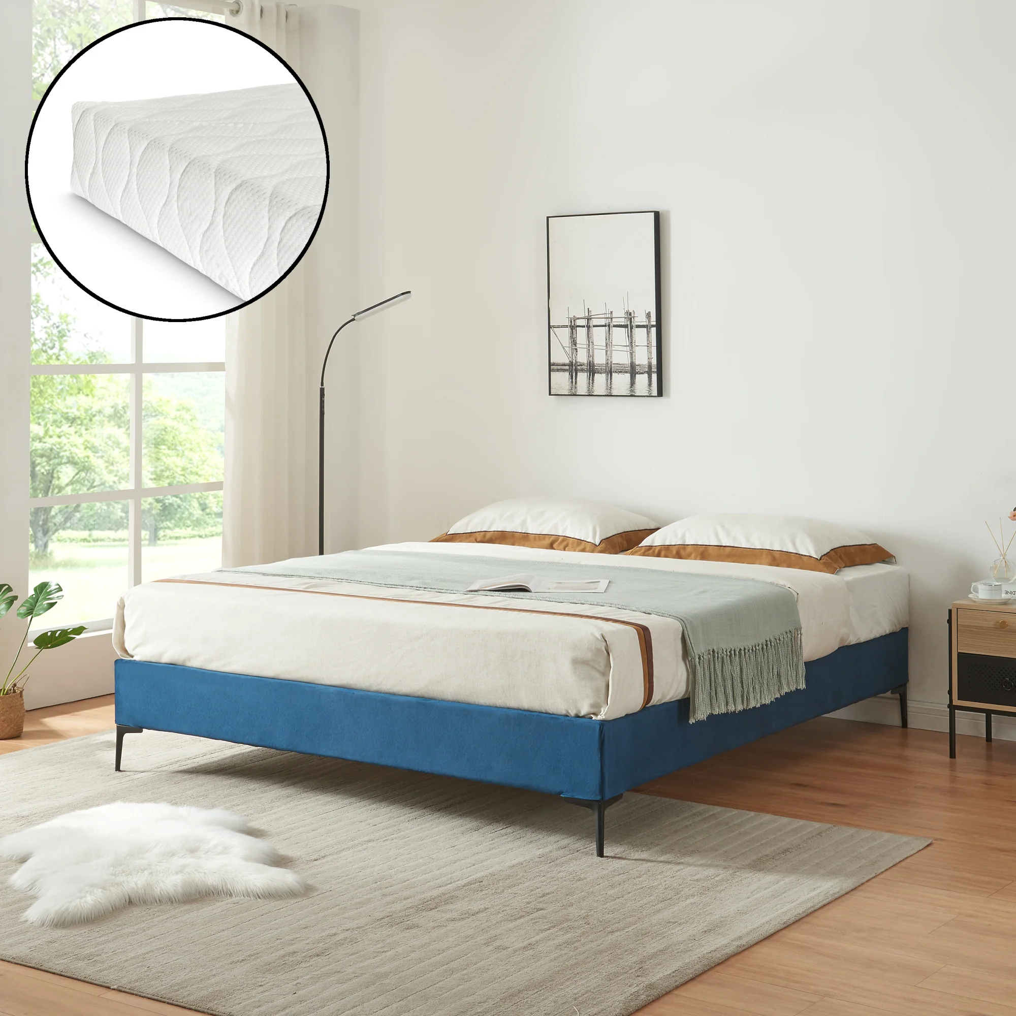 Tweepersoonsbed Lilla met bedbodem en matras [en.casa] [neu.haus] - Image 7