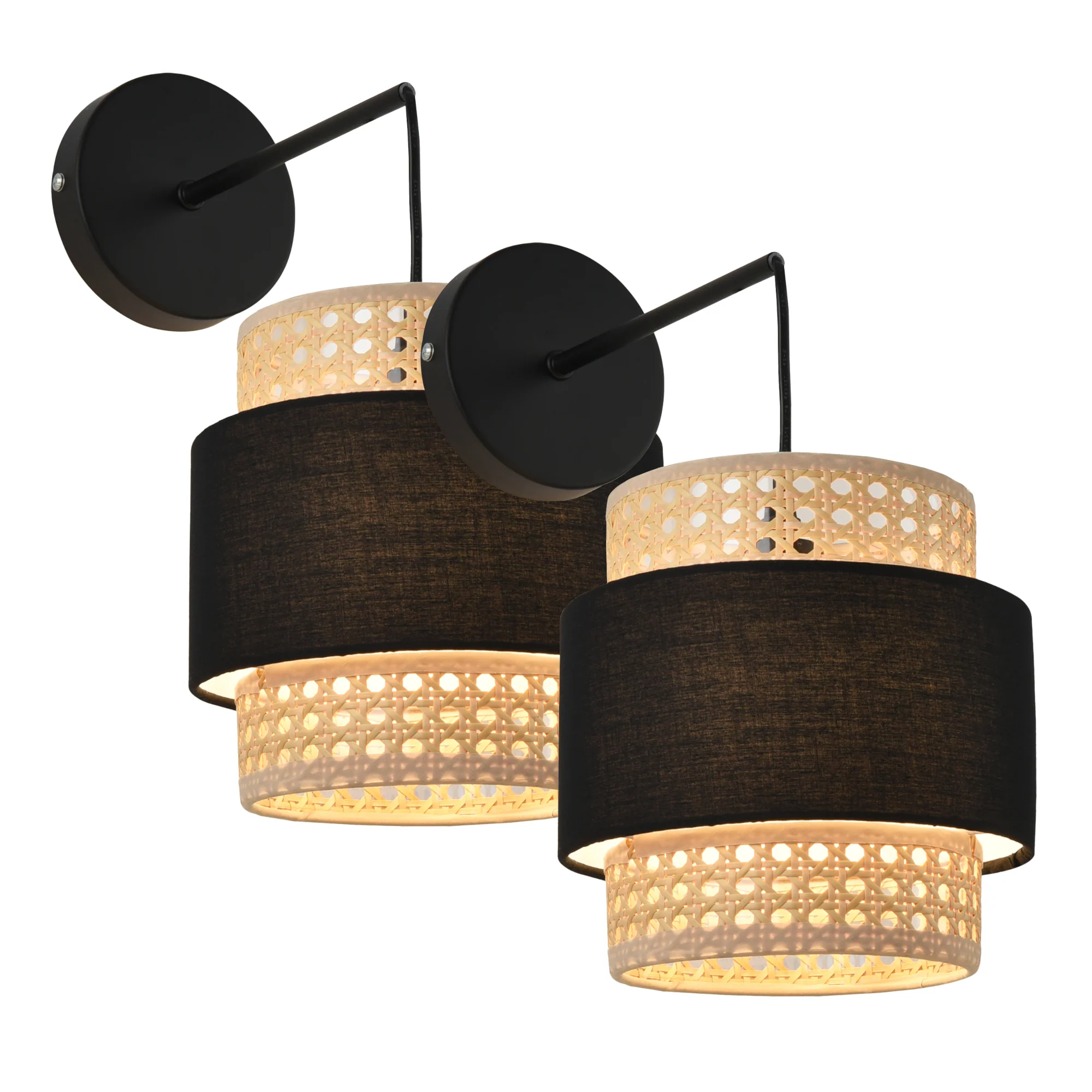 Wandlamp set van 1/2/3 Southampton 36x30x18 cm E14 zwart en beige lux.pro - Image 4