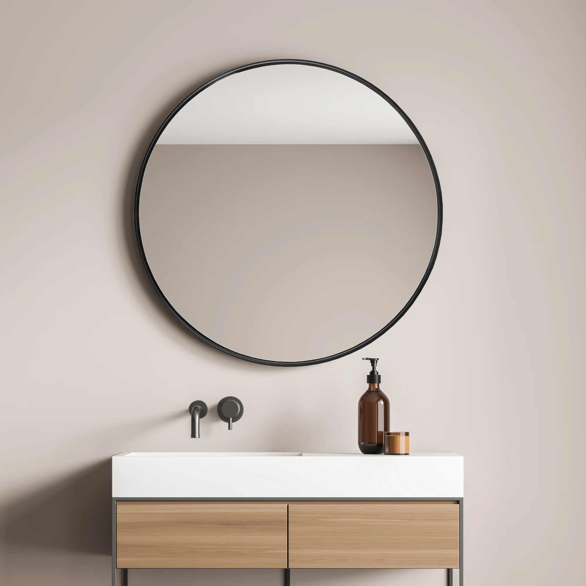 [en.casa] Spiegel Ordona hangend rond zwart mat - 3 varianten - Image 3