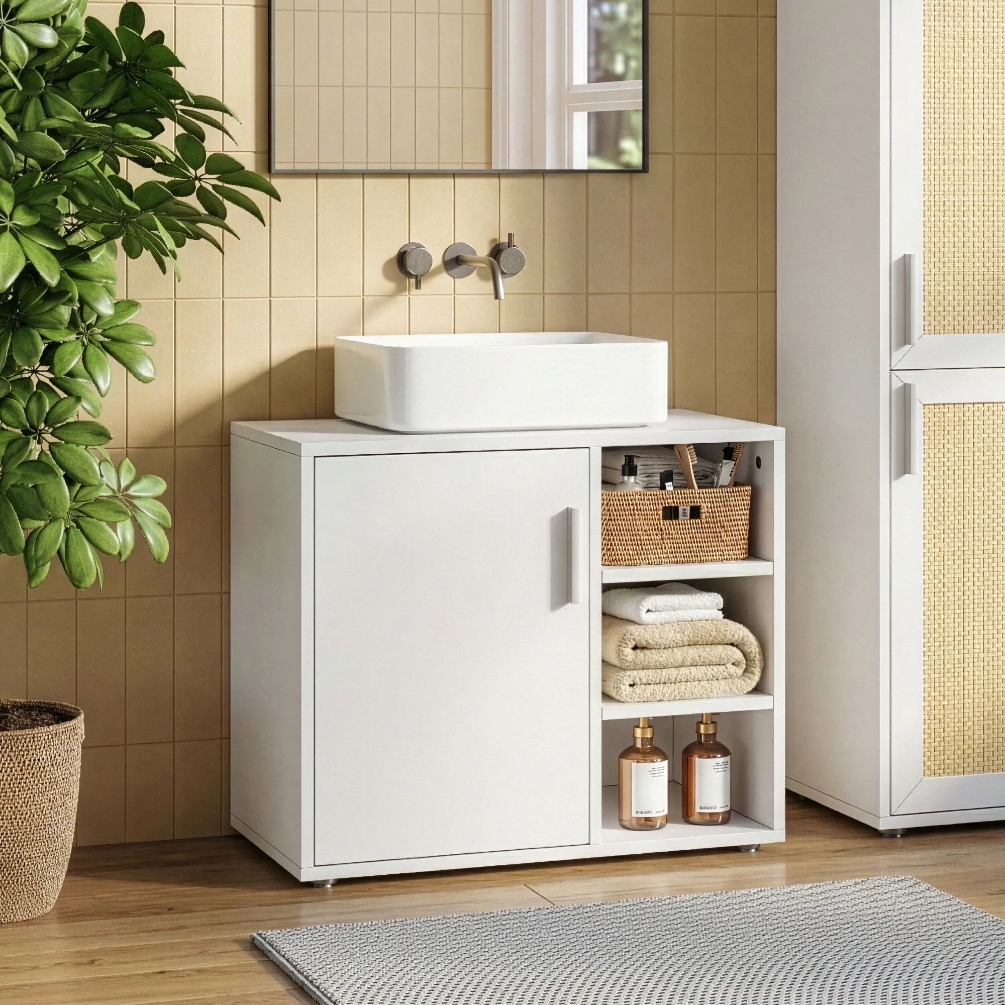 Waskomonderkast Kulaik 51x60x32 cm Wit [en.casa] - Image 2